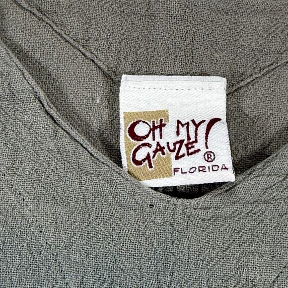 Vintage Oh My Gauze V-neck Linen Gauzy Boho Lagen Look Blouse Top Gray Wms 2 - Picture 6 of 10